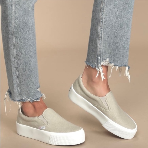 SUPERGA 2306 Cotu Platform Beige Platform Slip-on Sneaker - Picture 8 of 9